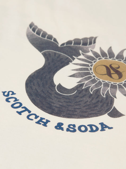 Antique White טי שירט קצרה לגברים Front And Back Artwork SCOTCH & SODA