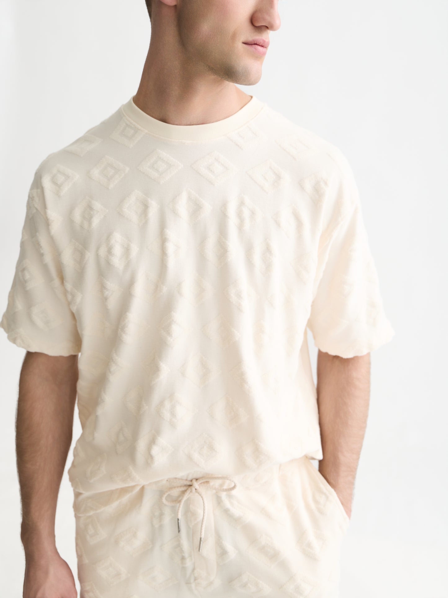 White Smoke טי שירט קצרה לגברים Jacquard SCOTCH & SODA