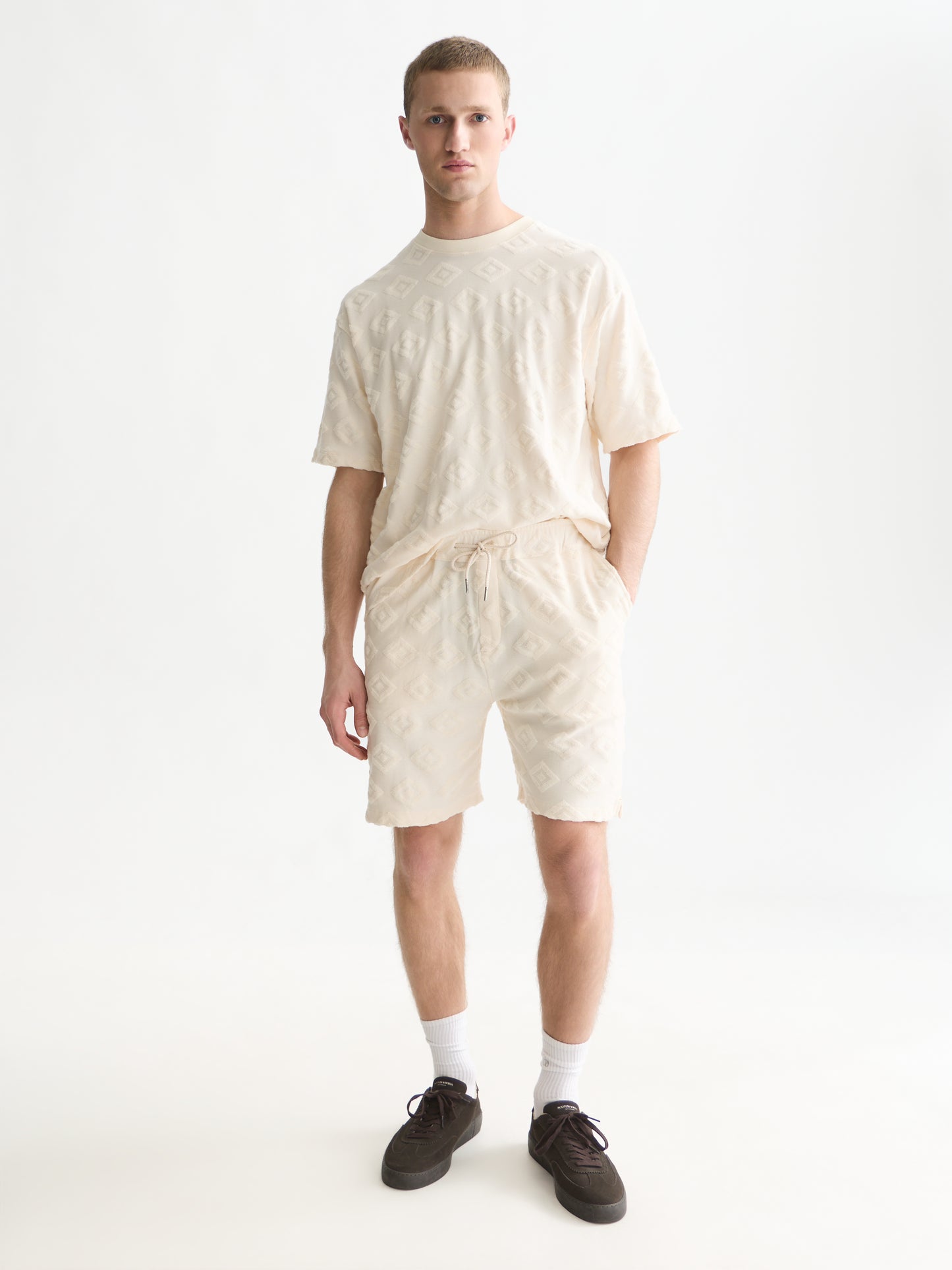 White Smoke טי שירט קצרה לגברים Jacquard SCOTCH & SODA