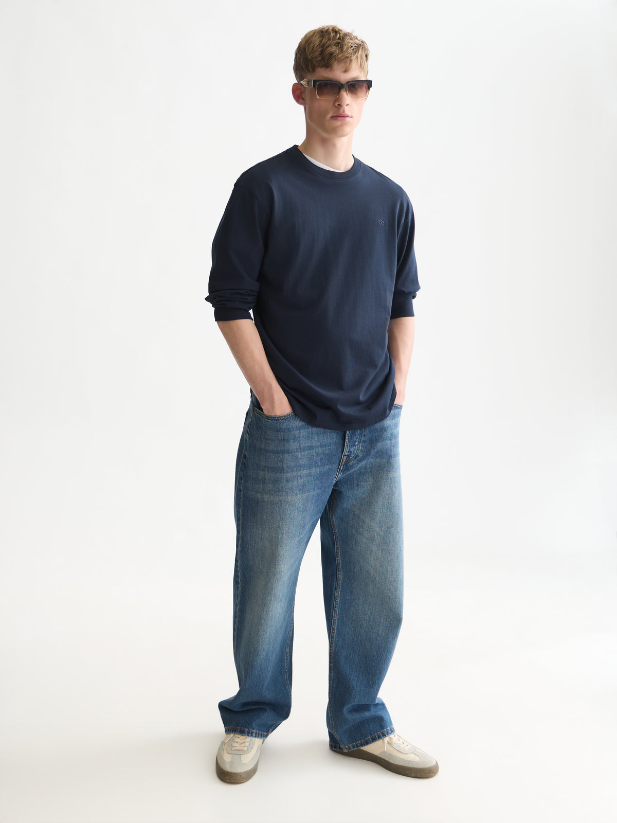 White Smoke טי שירט ארוכה לגברים Embroidered Logo SCOTCH & SODA