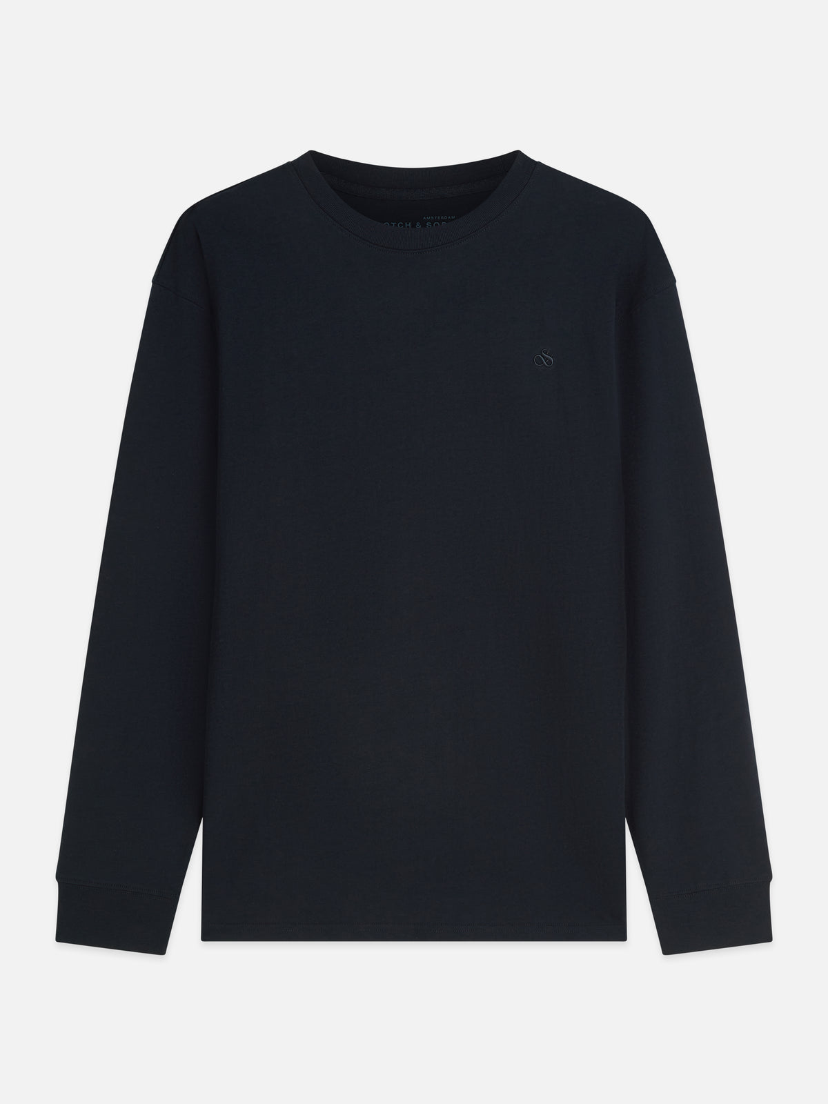 Black טי שירט ארוכה לגברים Embroidered Logo SCOTCH & SODA