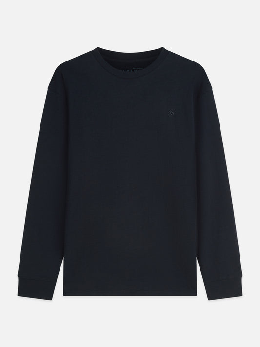 Black טי שירט ארוכה לגברים Embroidered Logo SCOTCH & SODA