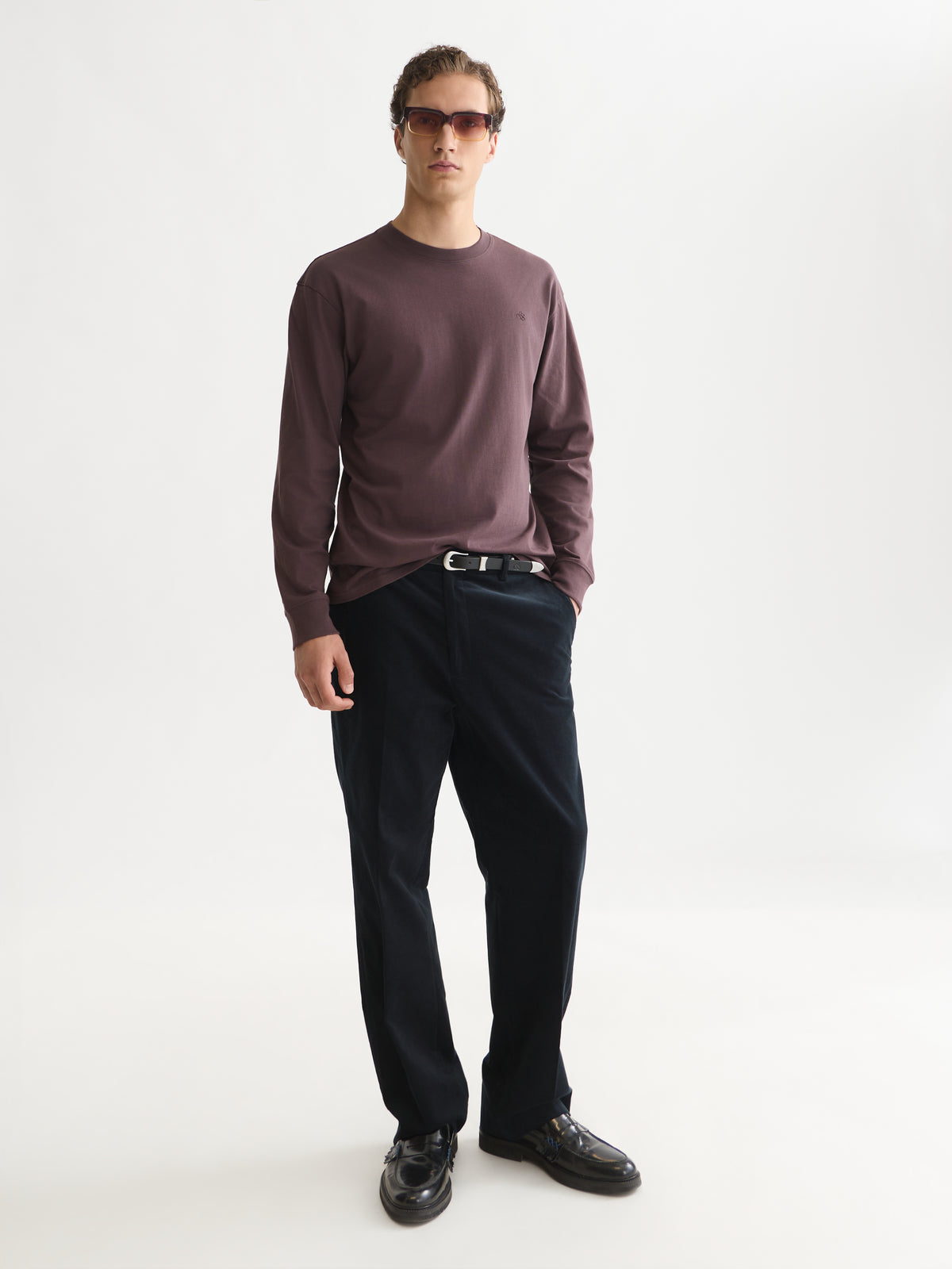 White Smoke טי שירט ארוכה לגברים Embroidered Logo SCOTCH & SODA
