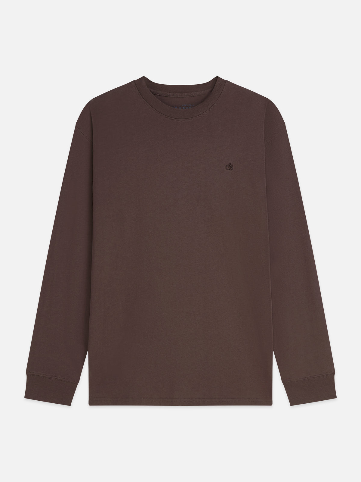 Dark Olive Green טי שירט ארוכה לגברים Embroidered Logo SCOTCH & SODA
