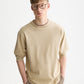 White Smoke טי שירט ארוכה לגברים 3 Crosses Garment-Dyed SCOTCH & SODA