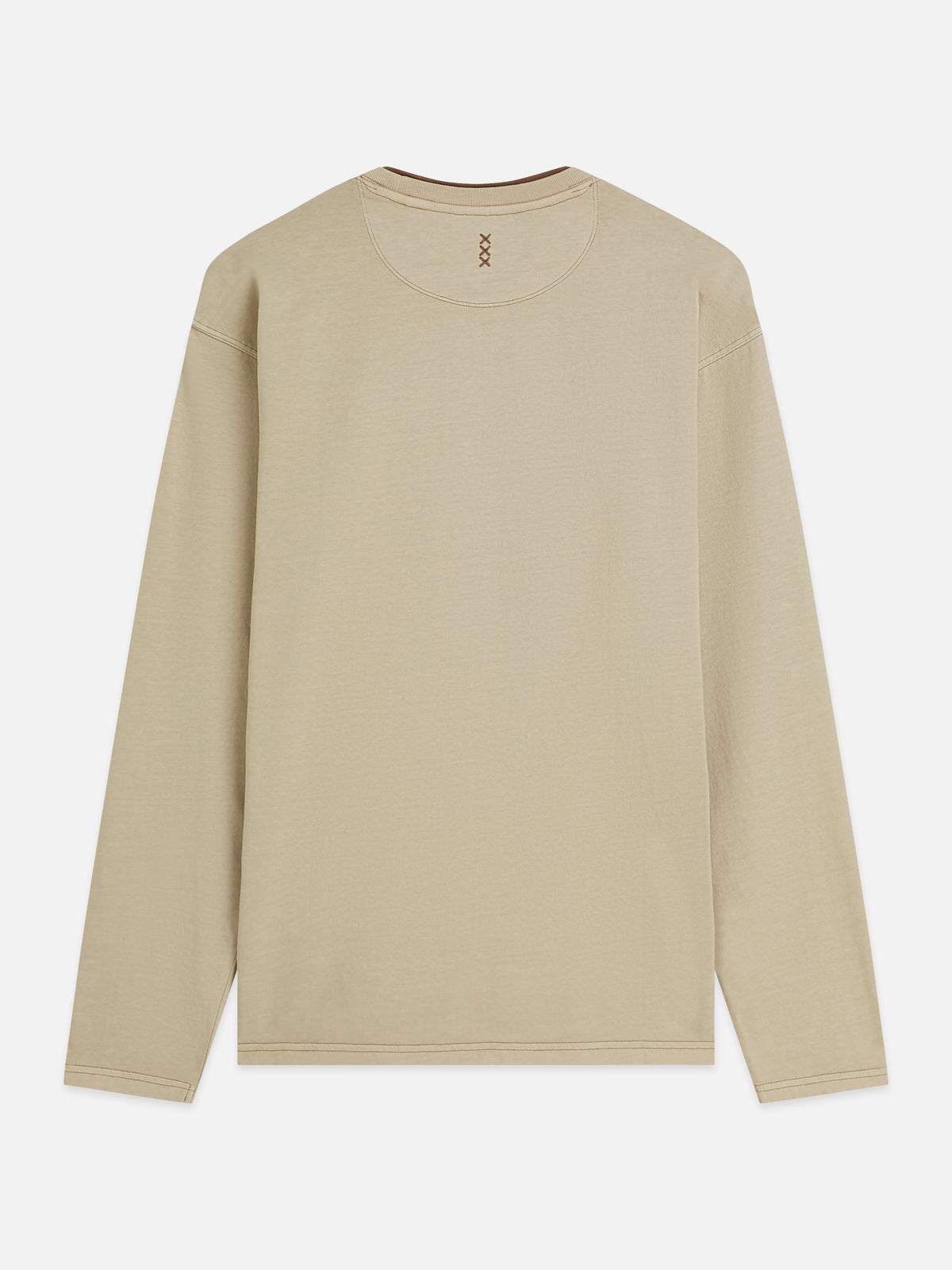 Tan טי שירט ארוכה לגברים 3 Crosses Garment-Dyed SCOTCH & SODA