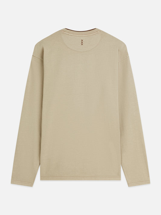 Tan טי שירט ארוכה לגברים 3 Crosses Garment-Dyed SCOTCH & SODA