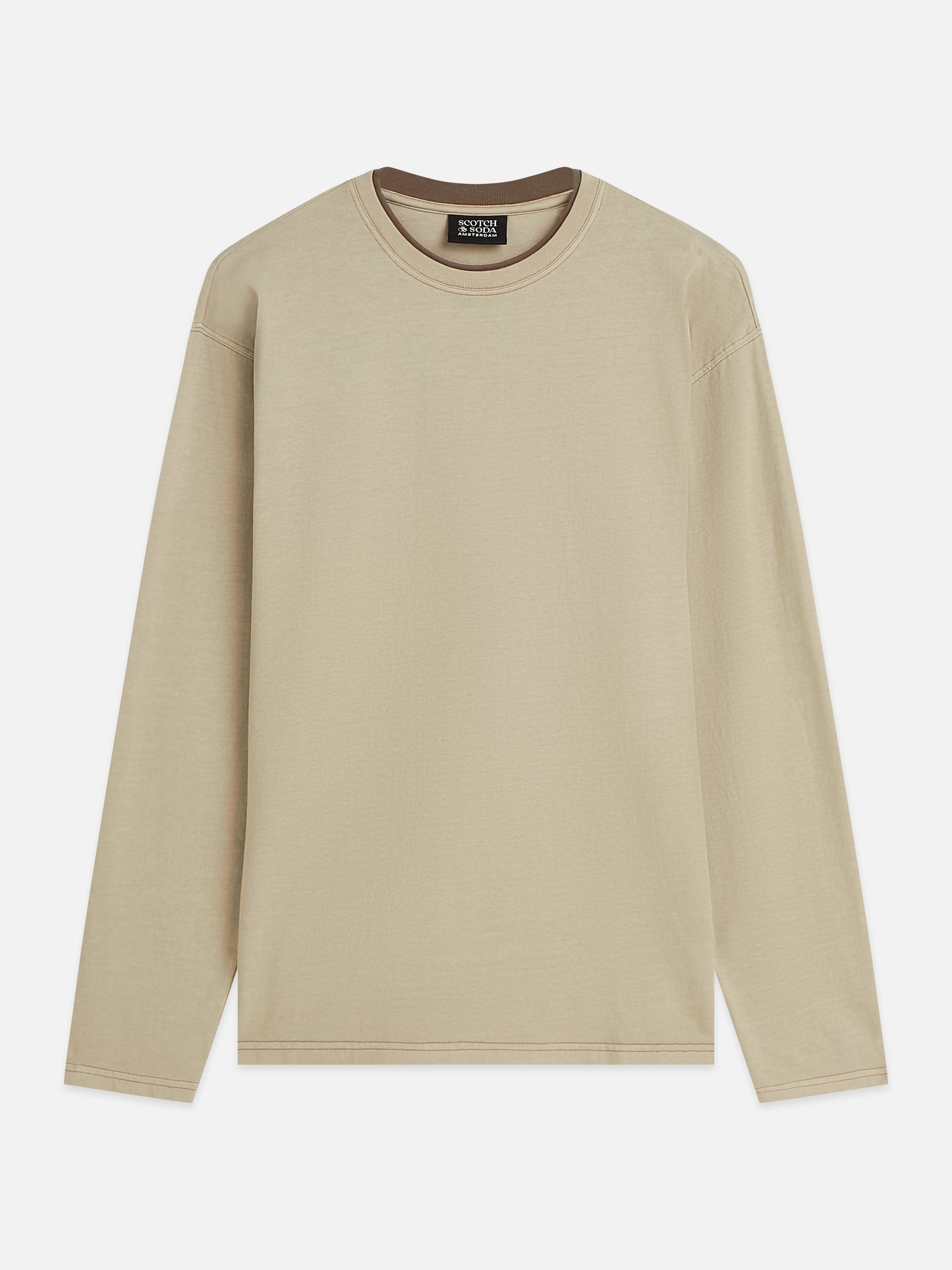 Gray טי שירט ארוכה לגברים 3 Crosses Garment-Dyed SCOTCH & SODA