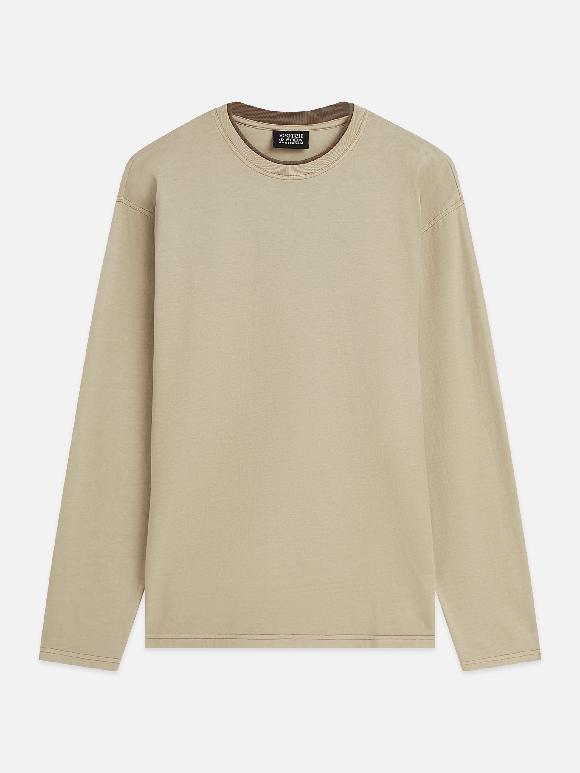 Gray טי שירט ארוכה לגברים 3 Crosses Garment-Dyed SCOTCH & SODA