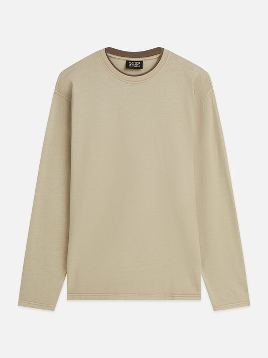 Gray טי שירט ארוכה לגברים 3 Crosses Garment-Dyed SCOTCH & SODA