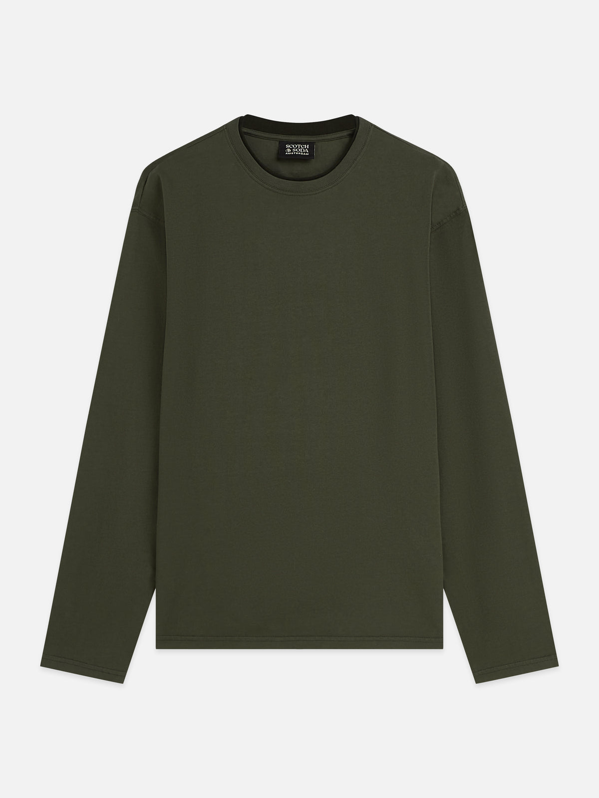 Dark Slate Gray טי שירט ארוכה לגברים 3 Crosses Garment-Dyed SCOTCH & SODA