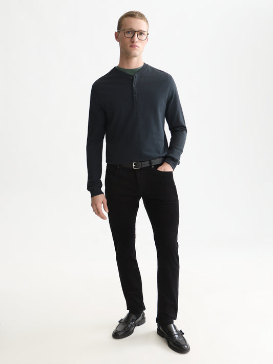 White Smoke טי שירט ארוכה לגברים Henley Slub SCOTCH & SODA