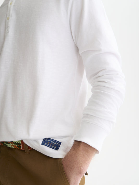 Lavender טי שירט ארוכה לגברים Henley Slub SCOTCH & SODA