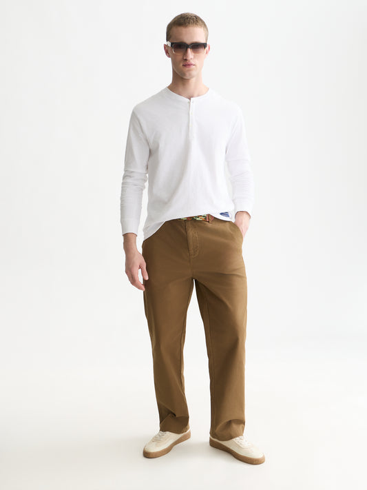 White Smoke טי שירט ארוכה לגברים Henley Slub SCOTCH & SODA