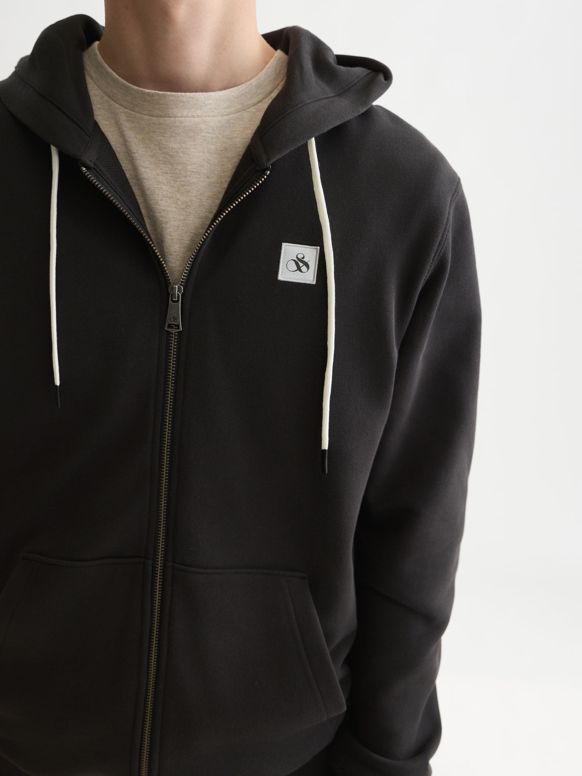 Black קפוצ'ון לגברים Logo Badge Zip-Through SCOTCH & SODA