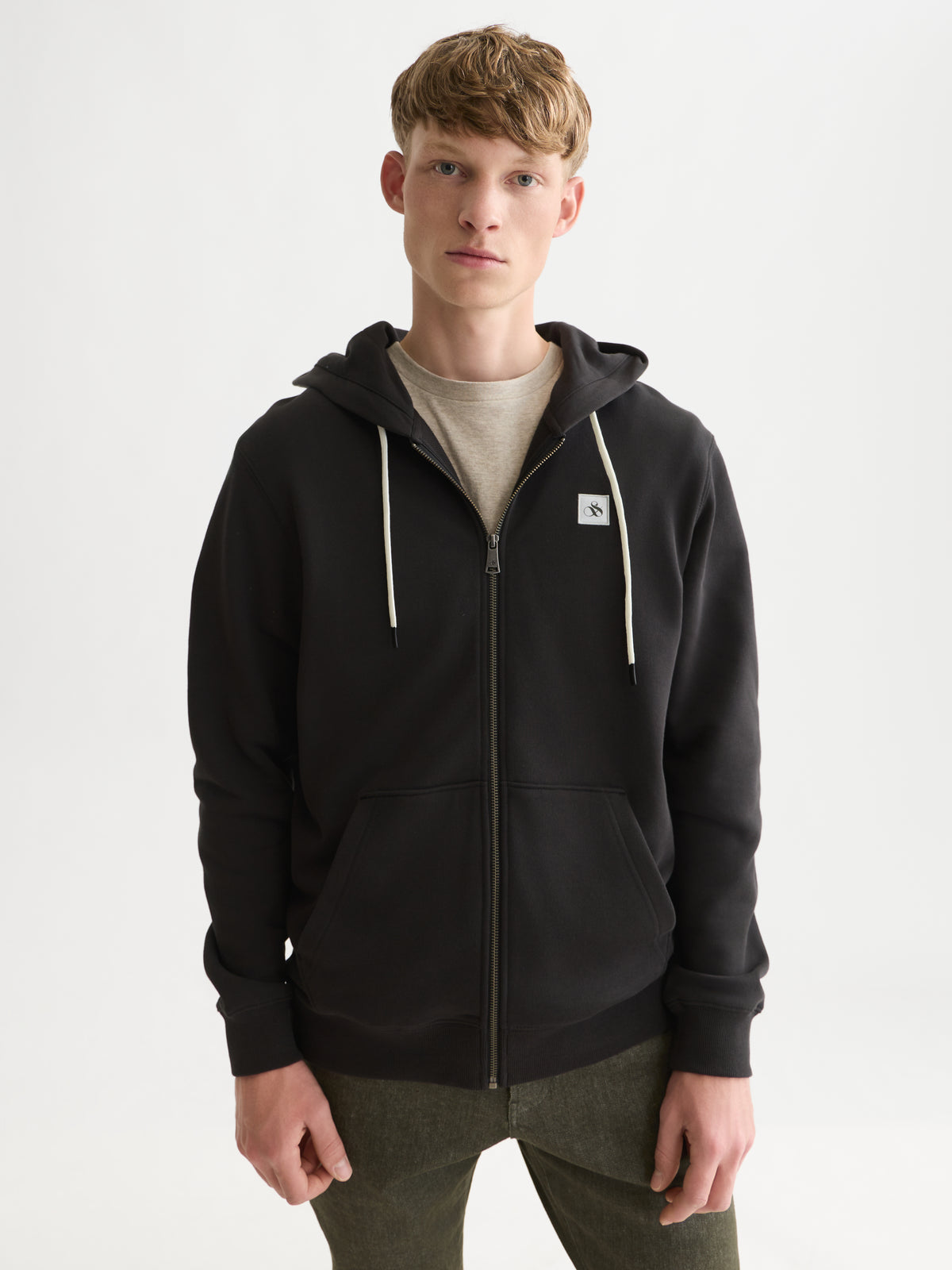 Black קפוצ'ון לגברים Logo Badge Zip-Through SCOTCH & SODA