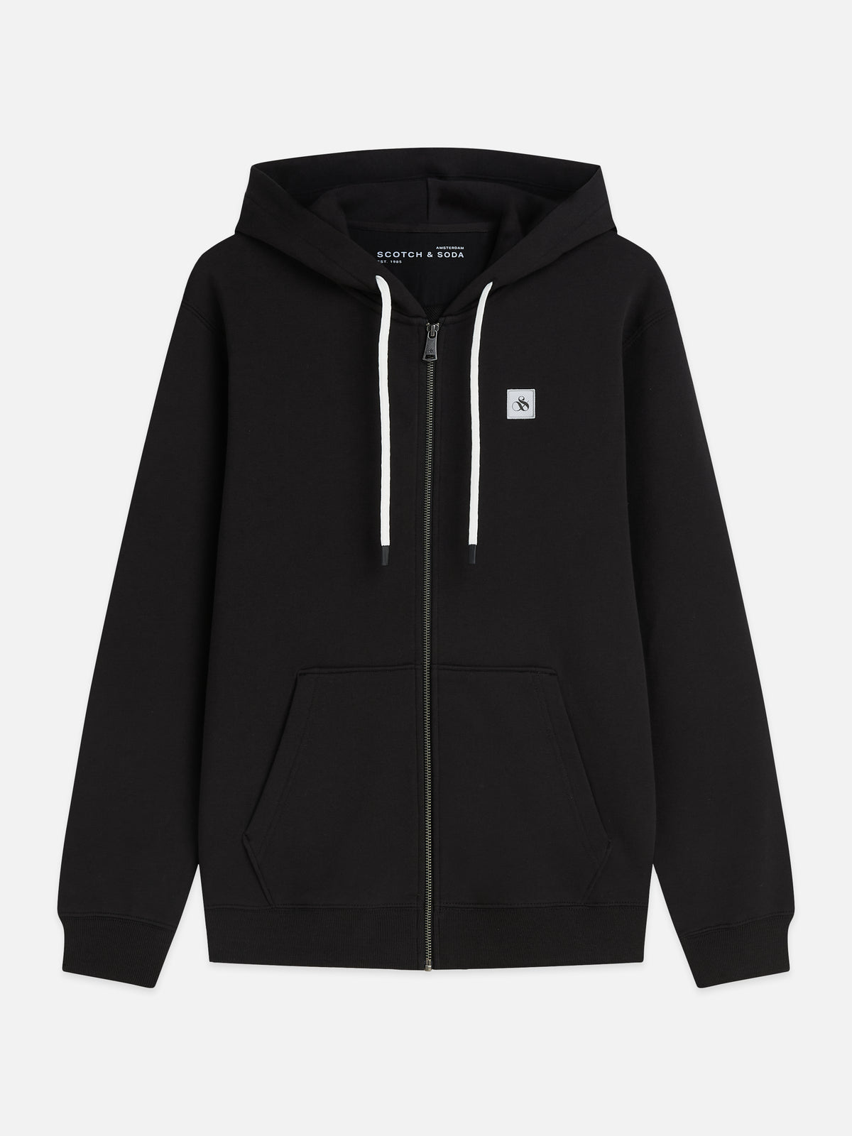 Black קפוצ'ון לגברים Logo Badge Zip-Through SCOTCH & SODA