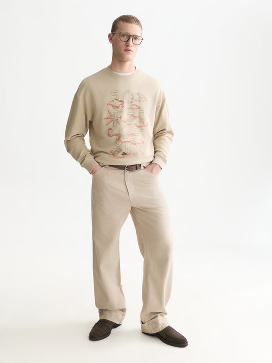 White Smoke סווטשירט לגברים Front Embroidered Artwork SCOTCH & SODA