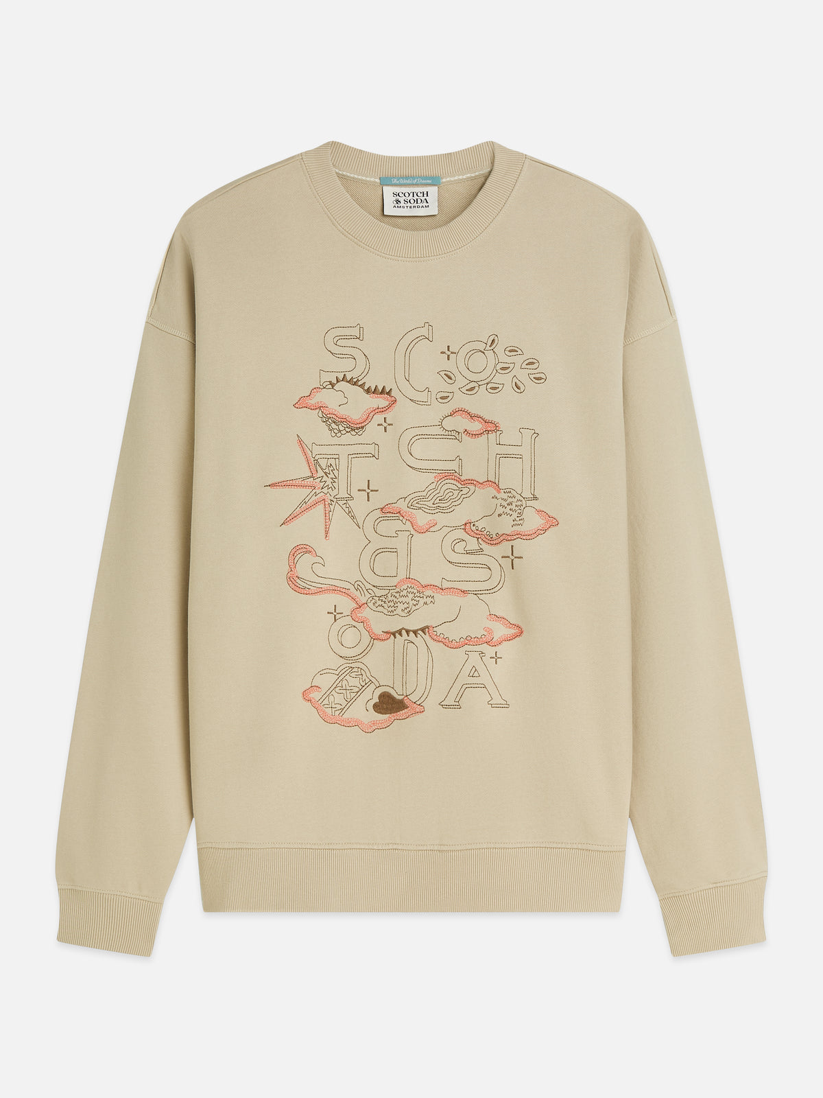 Tan סווטשירט לגברים Front Embroidered Artwork SCOTCH & SODA