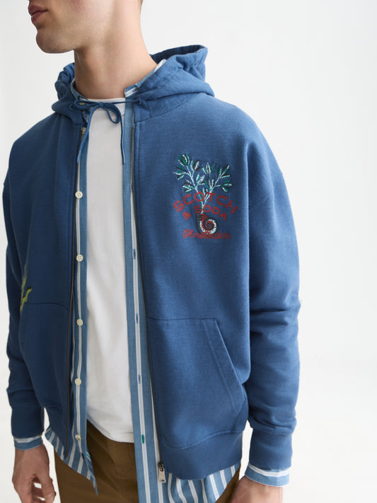 White Smoke קפוצ'ון לגברים Embroidered Zip-Through SCOTCH & SODA
