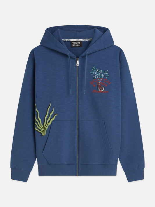 Dark Slate Gray קפוצ'ון לגברים Embroidered Zip-Through SCOTCH & SODA