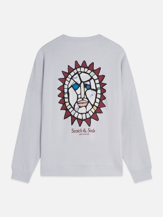 Light Gray סווטשירט לגברים Front And Back Artwork SCOTCH & SODA