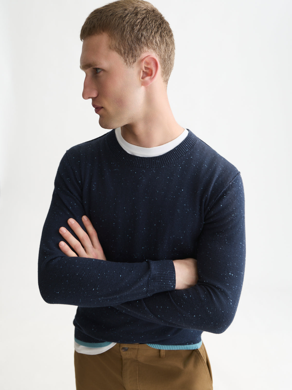 White Smoke סוודר לגברים Neps Wool-Blend SCOTCH & SODA