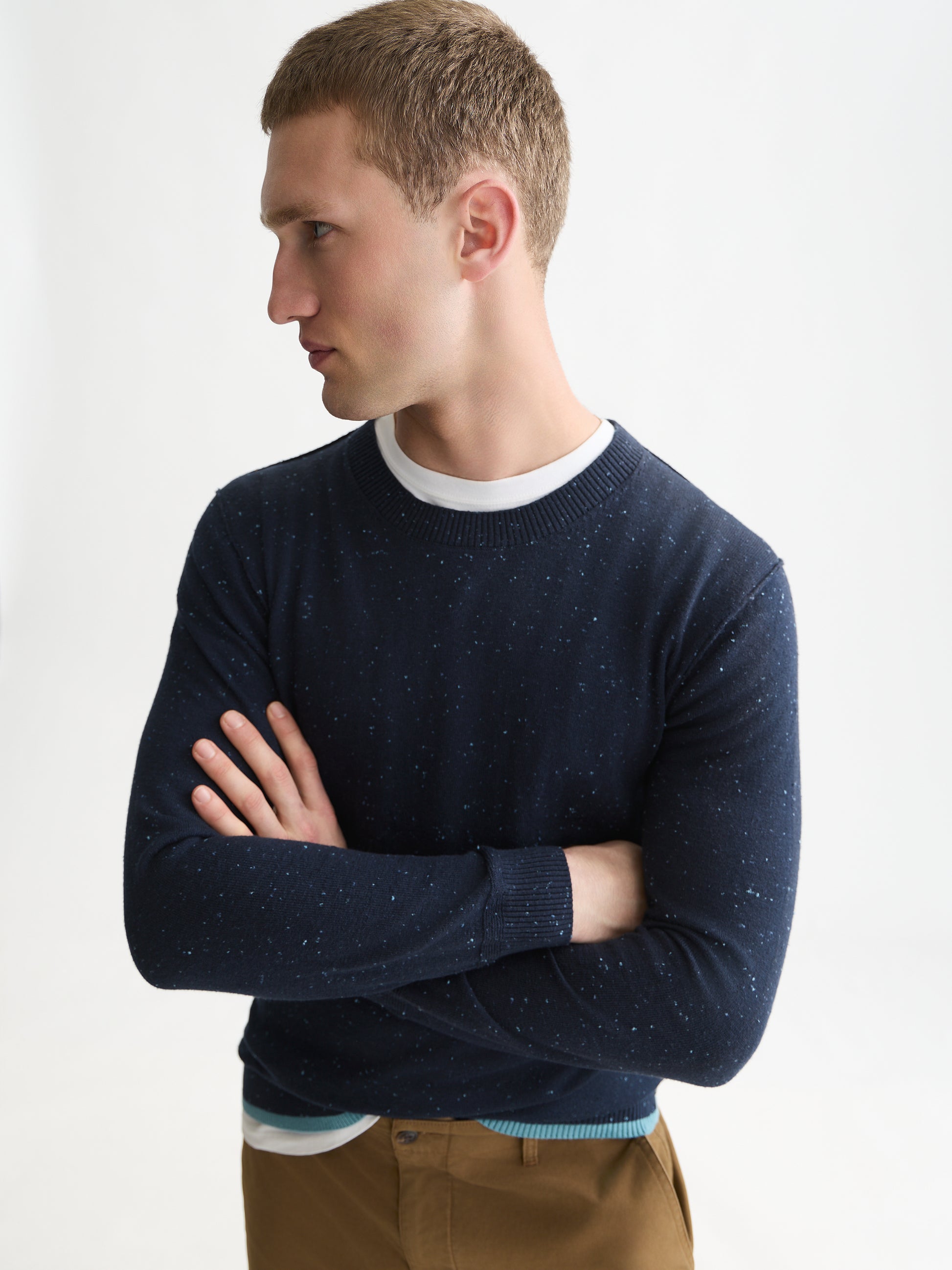 White Smoke סוודר לגברים Neps Wool-Blend SCOTCH & SODA