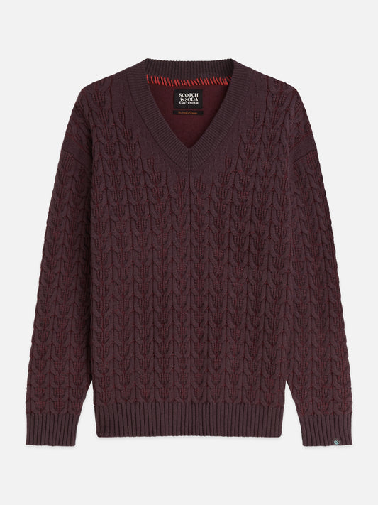 Dark Slate Gray סוודר לגברים V-Neck Wool-Blend SCOTCH & SODA