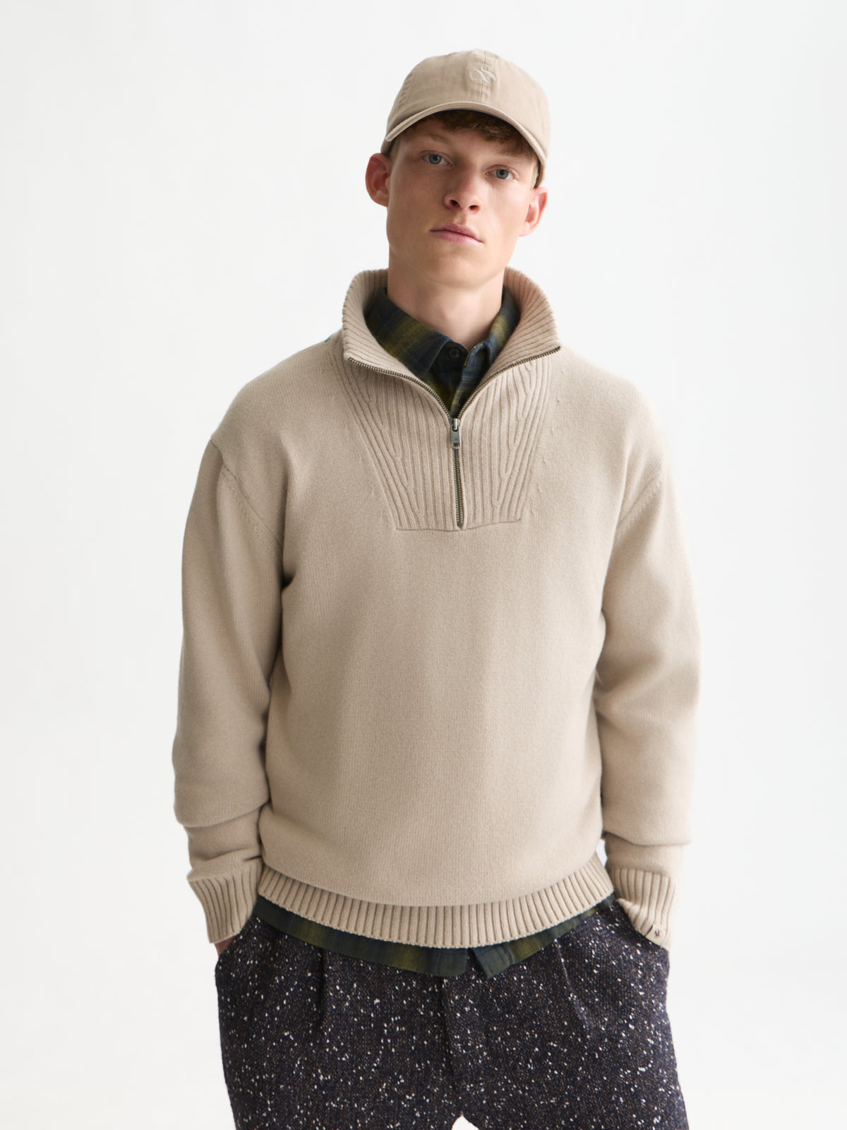 White Smoke סוודר לגברים Troyer Zip SCOTCH & SODA