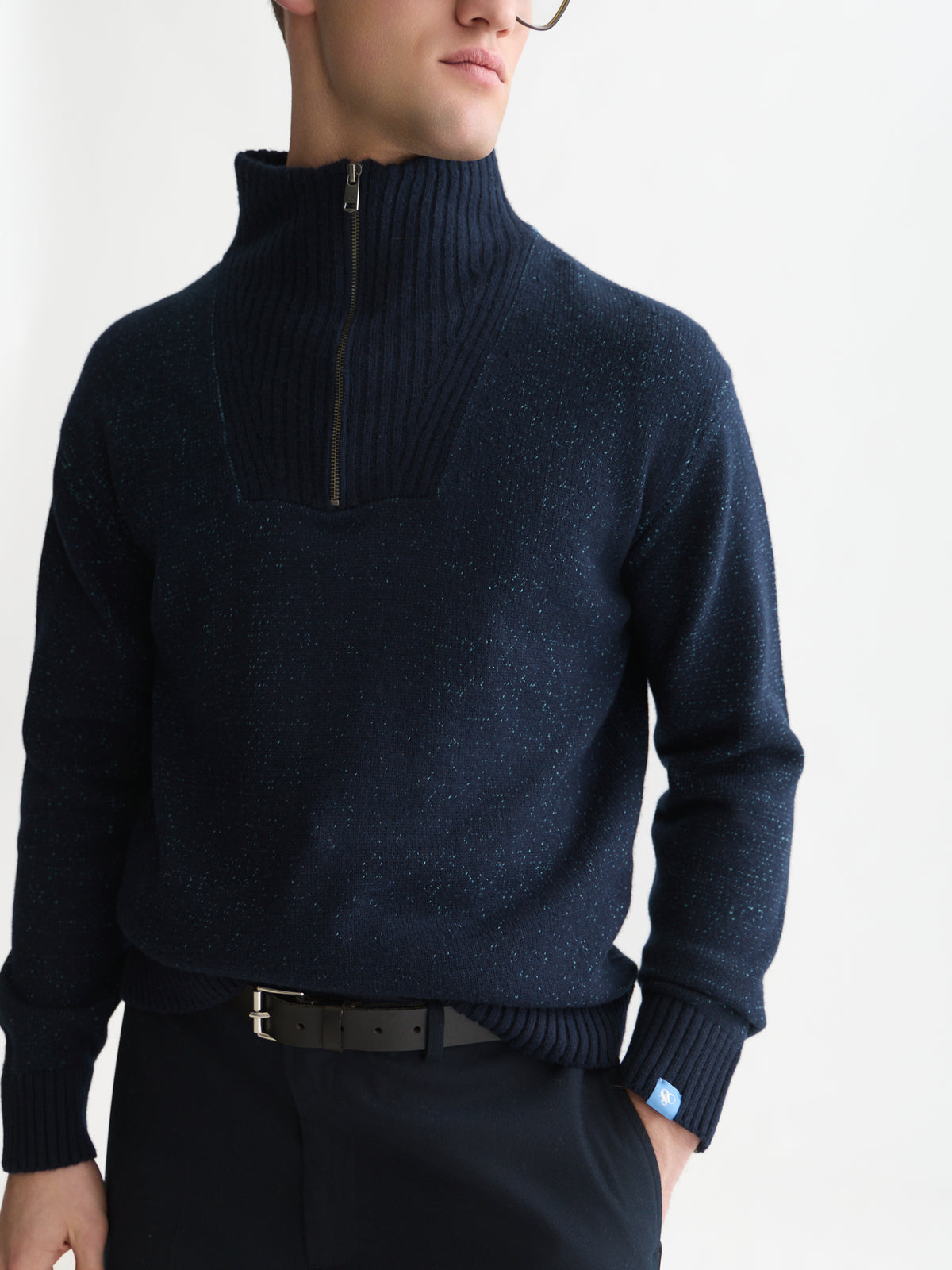 Black סוודר לגברים Troyer Zip SCOTCH & SODA