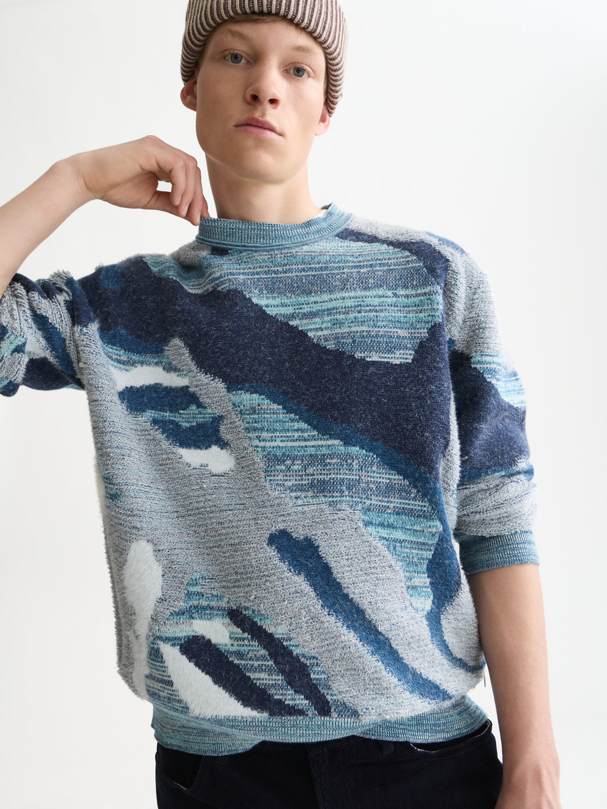 White Smoke סוודר ז'קארד לגברים Jacquard Cotton SCOTCH & SODA