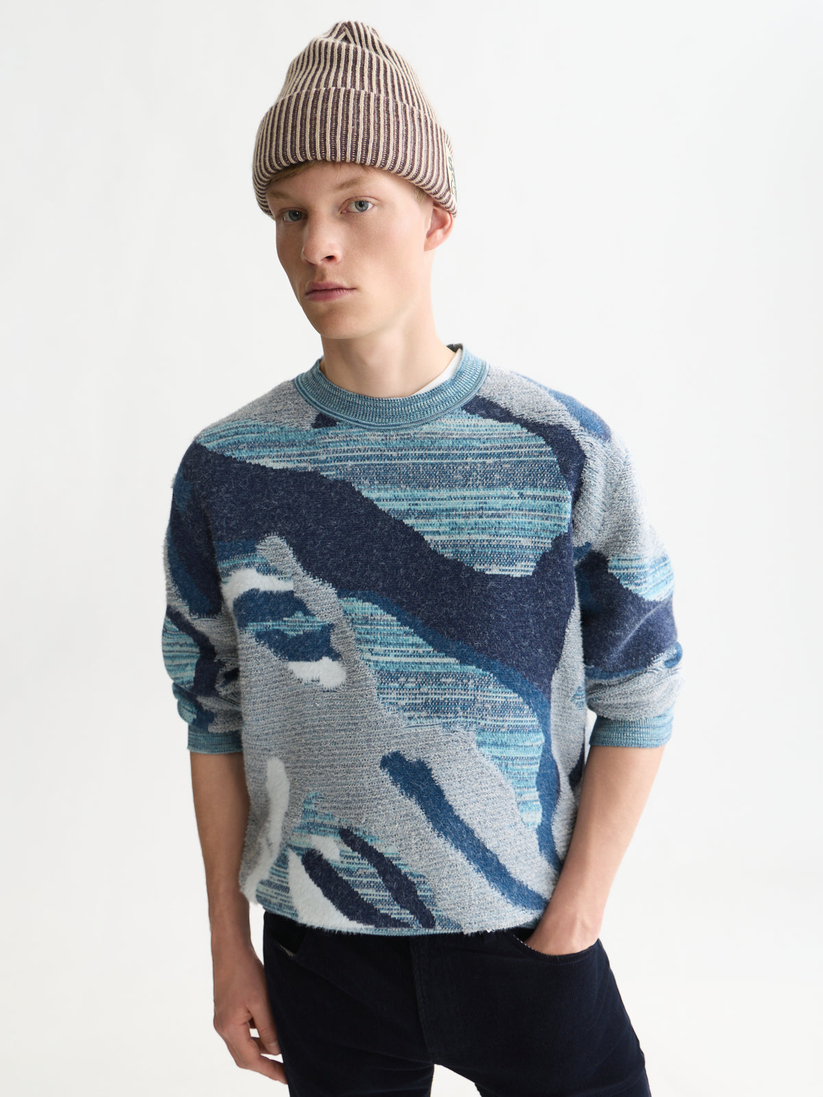 White Smoke סוודר ז'קארד לגברים Jacquard Cotton SCOTCH & SODA