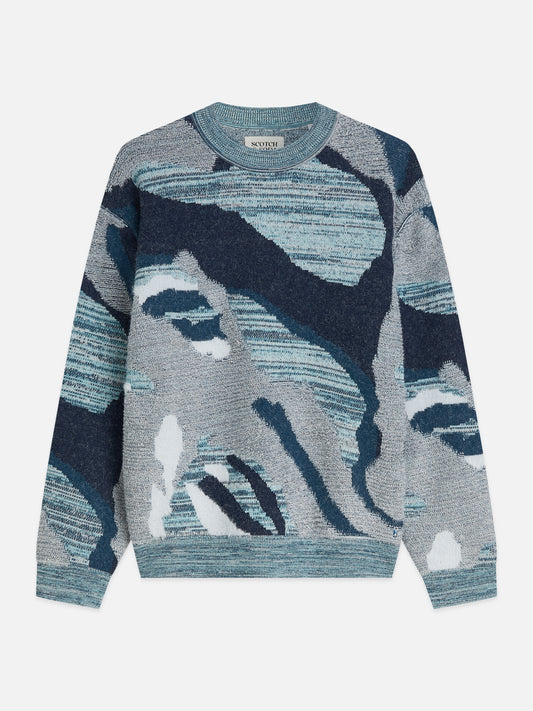 White Smoke סוודר ז'קארד לגברים Jacquard Cotton SCOTCH & SODA