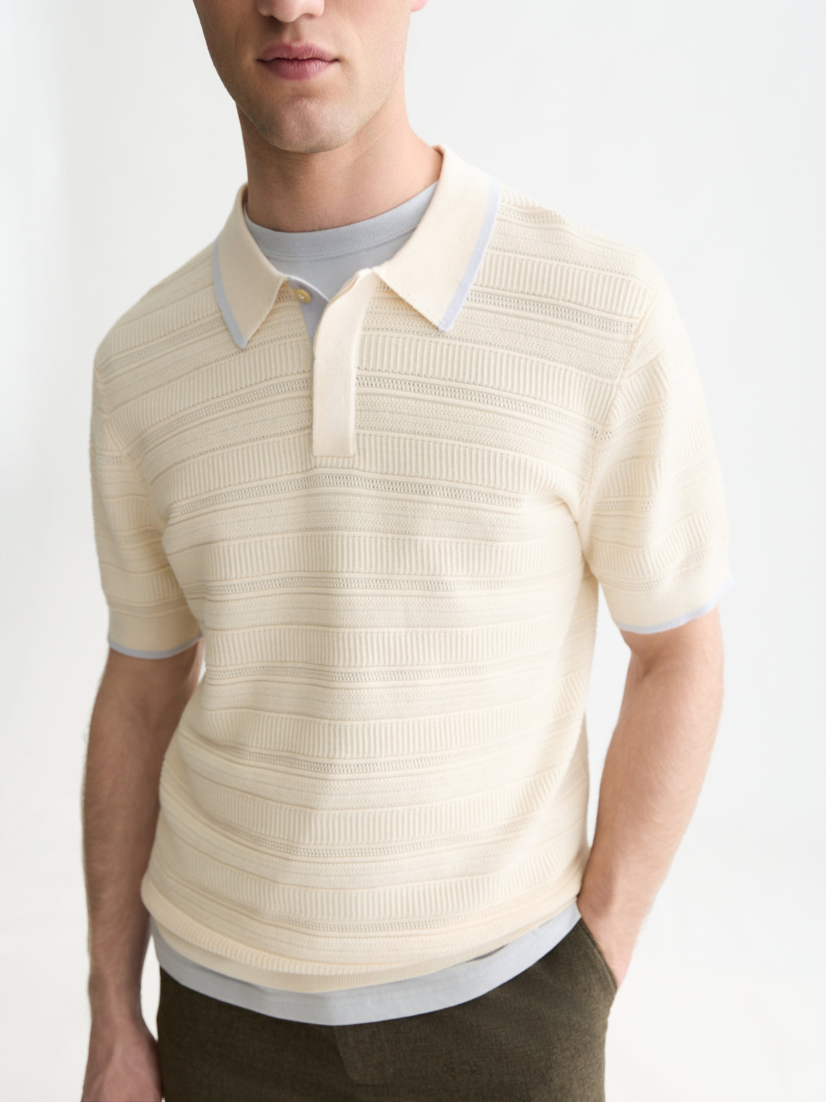 Seashell חולצת פולו לגברים Structured Knitted SCOTCH & SODA