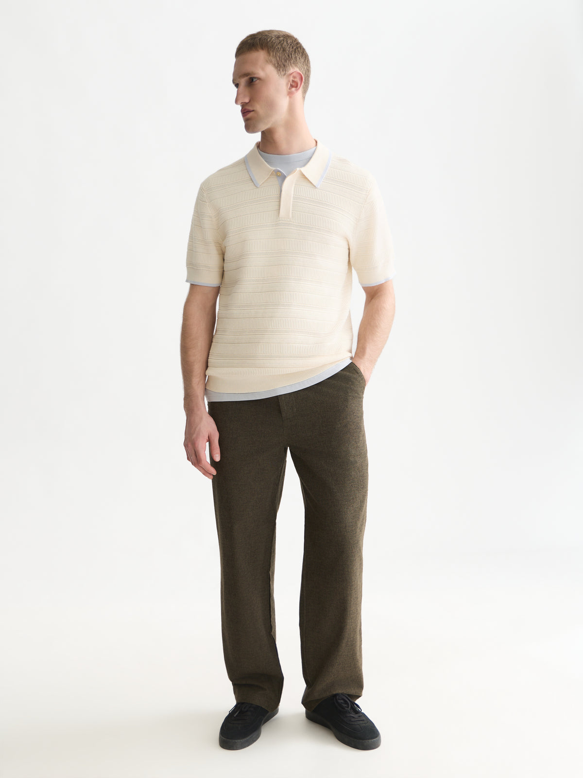 White Smoke חולצת פולו לגברים Structured Knitted SCOTCH & SODA