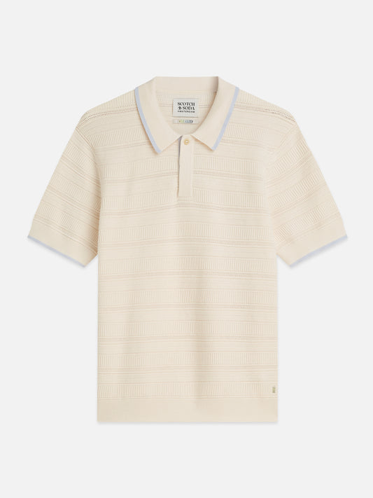 Light Gray חולצת פולו לגברים Structured Knitted SCOTCH & SODA