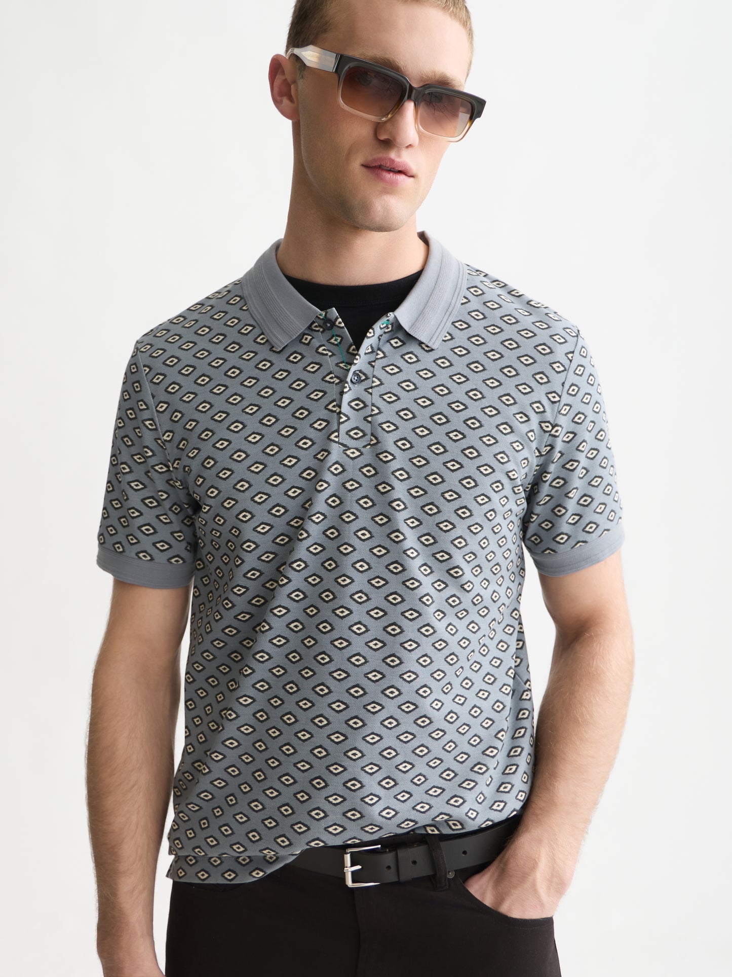 White Smoke חולצת פולו לגברים Micro-Printed SCOTCH & SODA
