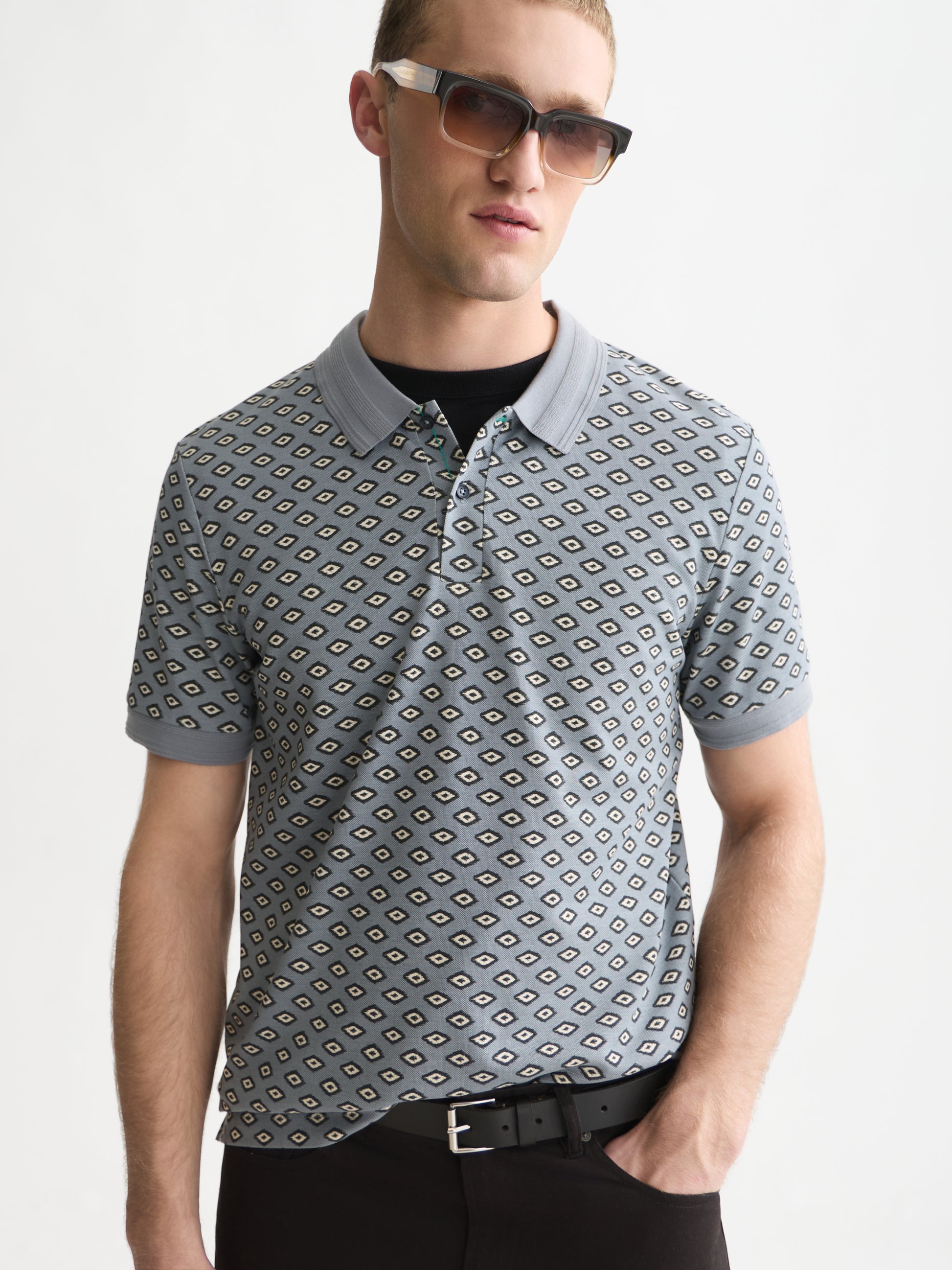 White Smoke חולצת פולו לגברים Micro-Printed SCOTCH & SODA