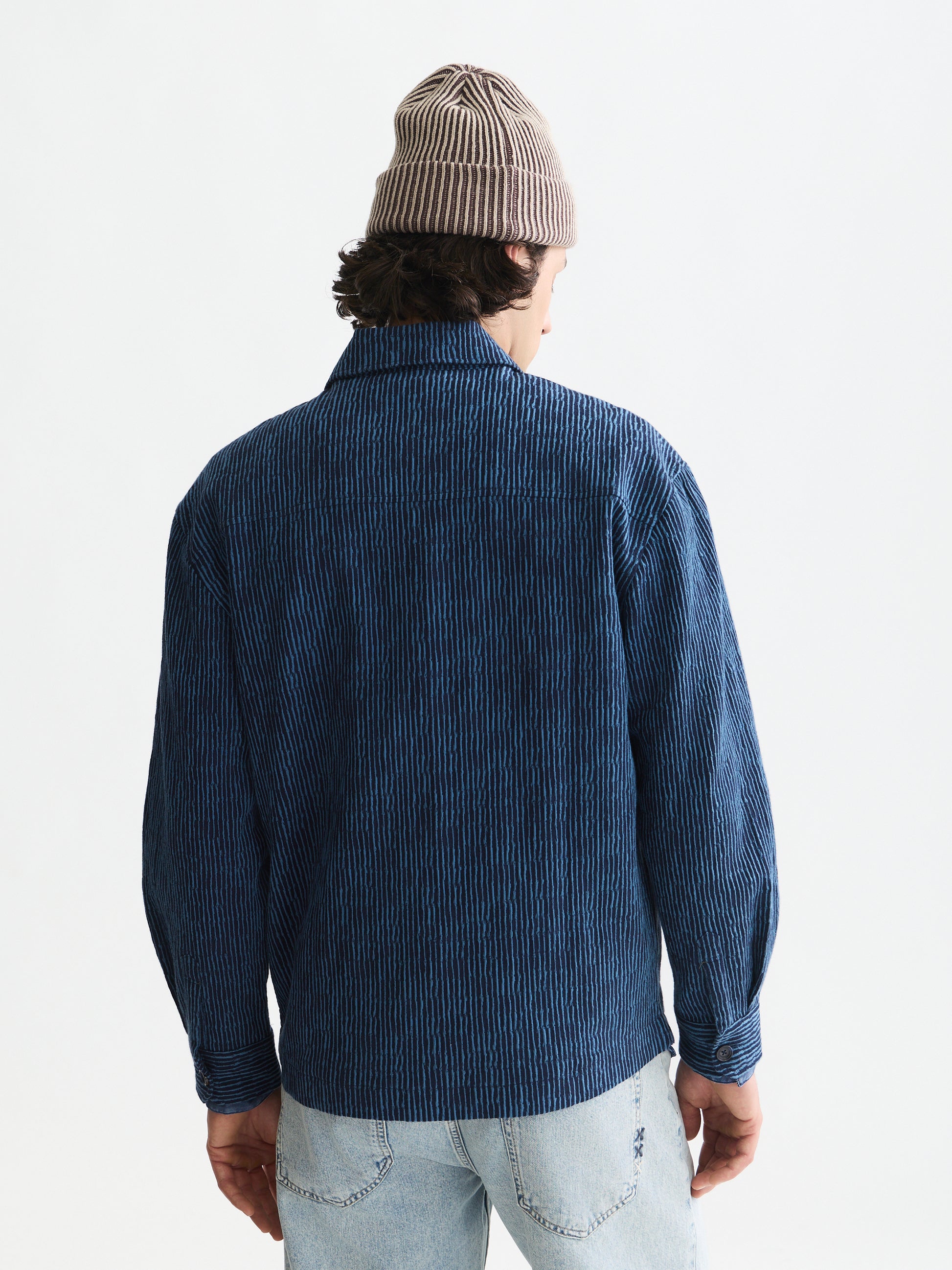 Dark Slate Gray ג'קט ז'קארד לגברים Jacquard Stripe Overshirt SCOTCH & SODA