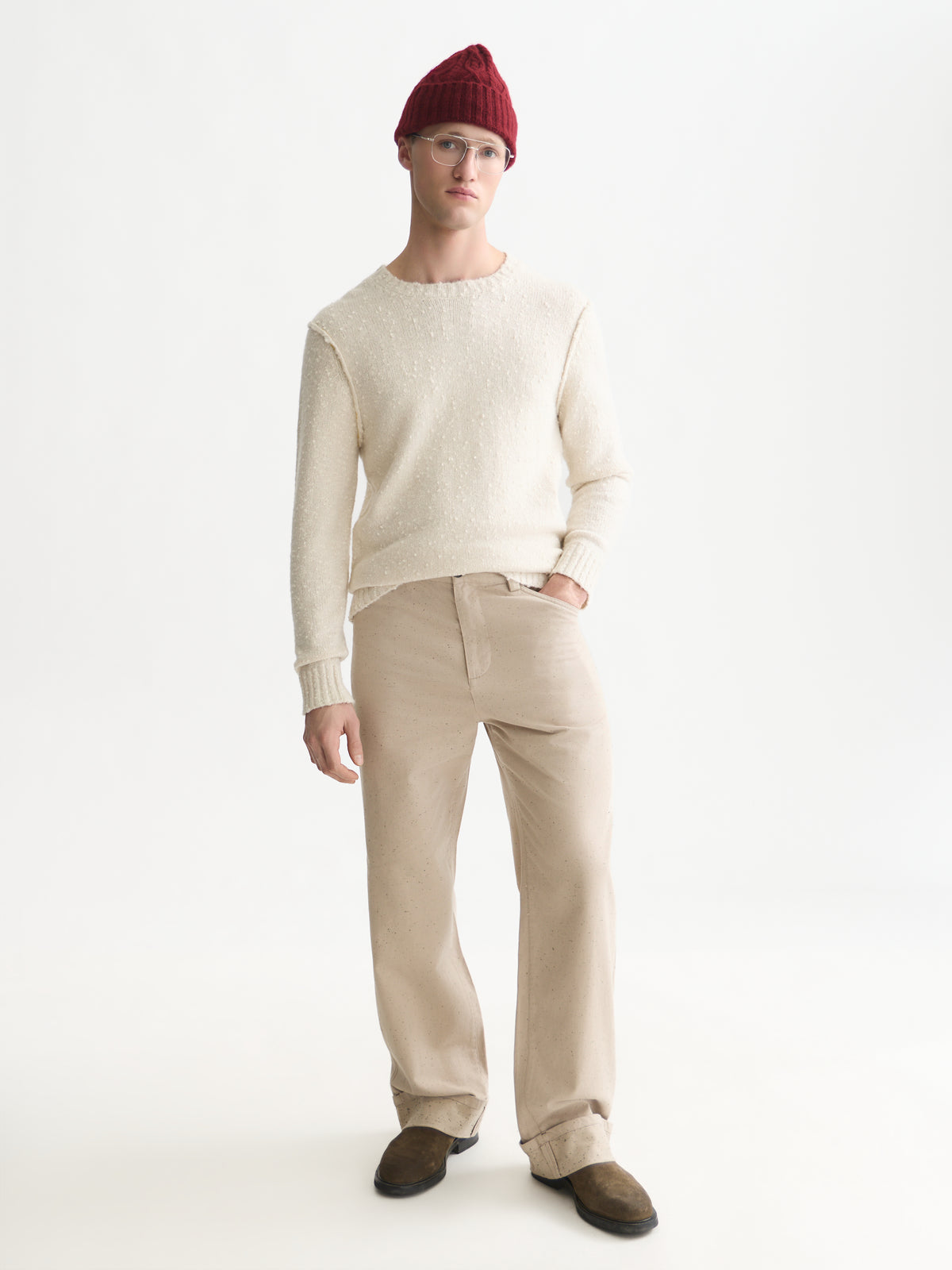 White Smoke מכנסיים ארוכים לגברים Speckled Cotton-Blend SCOTCH & SODA