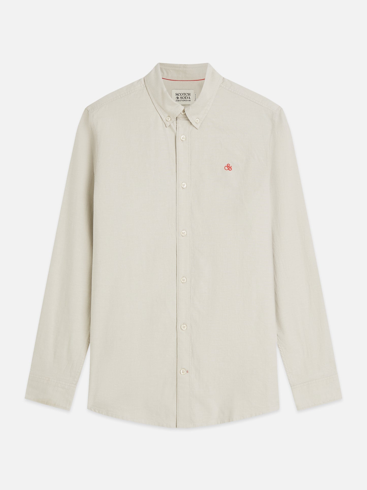 Light Gray חולצה מכופתרת אוקספורד לגברים Seasonal Core Solid SCOTCH & SODA
