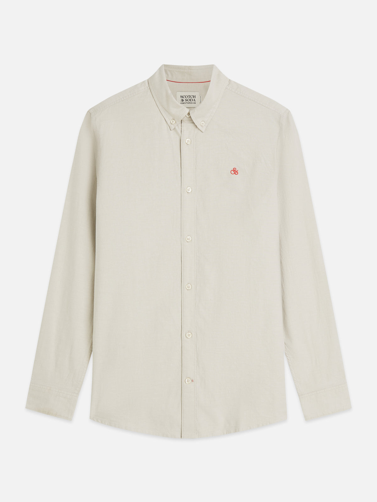 Light Gray חולצה מכופתרת אוקספורד לגברים Seasonal Core Solid SCOTCH & SODA