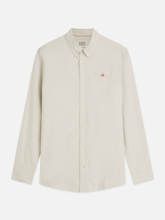 Light Gray חולצה מכופתרת אוקספורד לגברים Seasonal Core Solid SCOTCH & SODA
