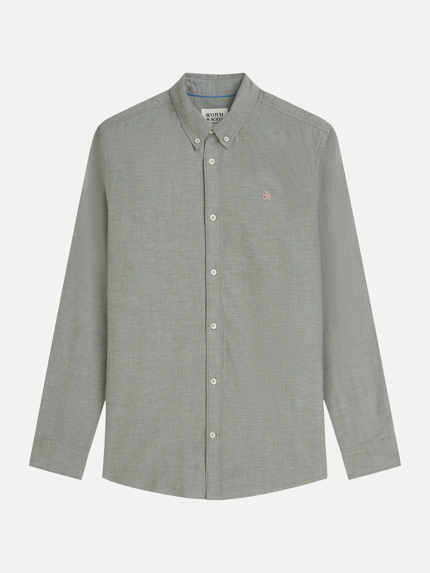 Dark Gray חולצה מכופתרת אוקספורד לגברים Seasonal Core Solid SCOTCH & SODA