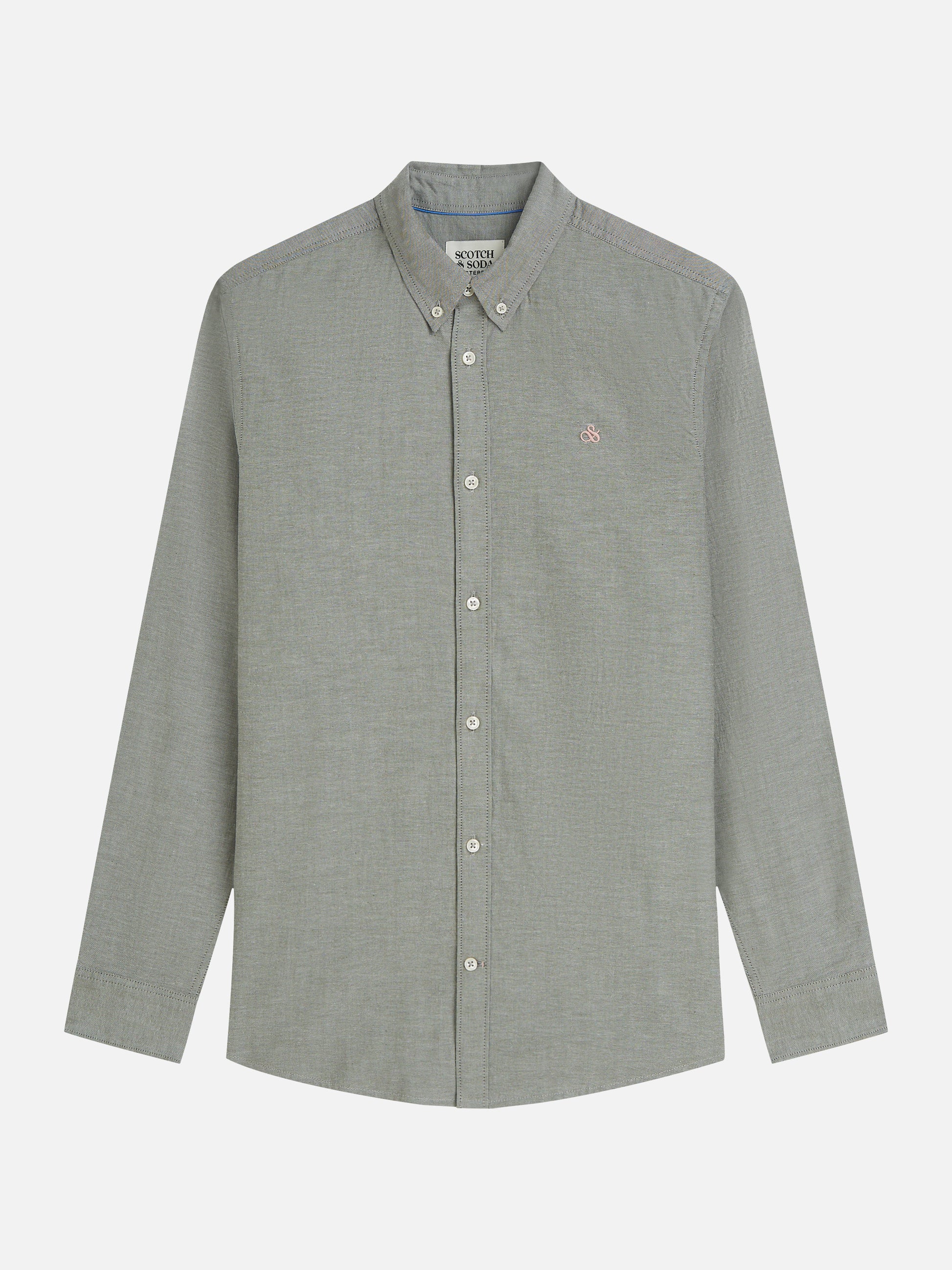 Dark Gray חולצה מכופתרת אוקספורד לגברים Seasonal Core Solid SCOTCH & SODA