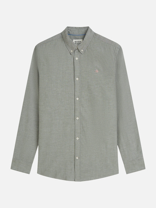 Dark Gray חולצה מכופתרת אוקספורד לגברים Seasonal Core Solid SCOTCH & SODA