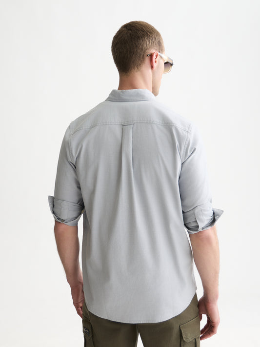 White Smoke חולצה מכופתרת אוקספורד לגברים Seasonal Core Solid SCOTCH & SODA