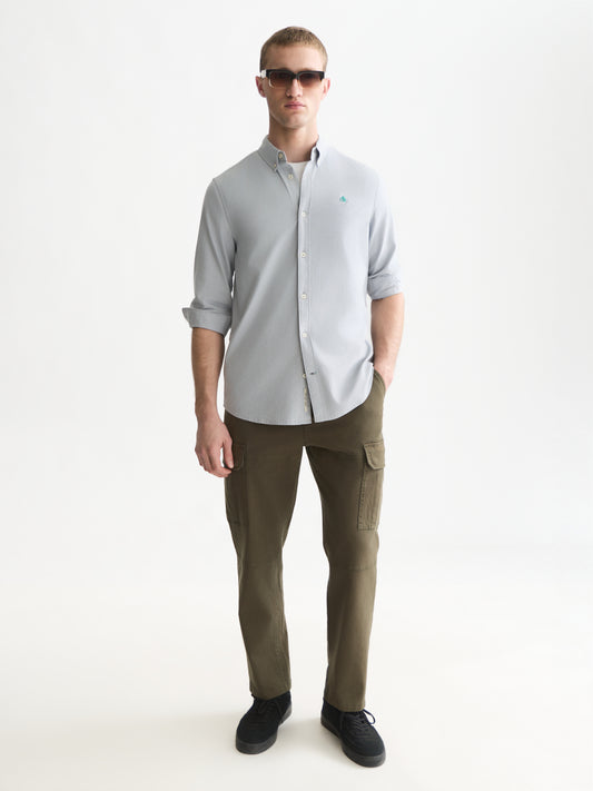 White Smoke חולצה מכופתרת אוקספורד לגברים Seasonal Core Solid SCOTCH & SODA