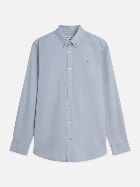 Gray חולצה מכופתרת אוקספורד לגברים Seasonal Core Solid SCOTCH & SODA